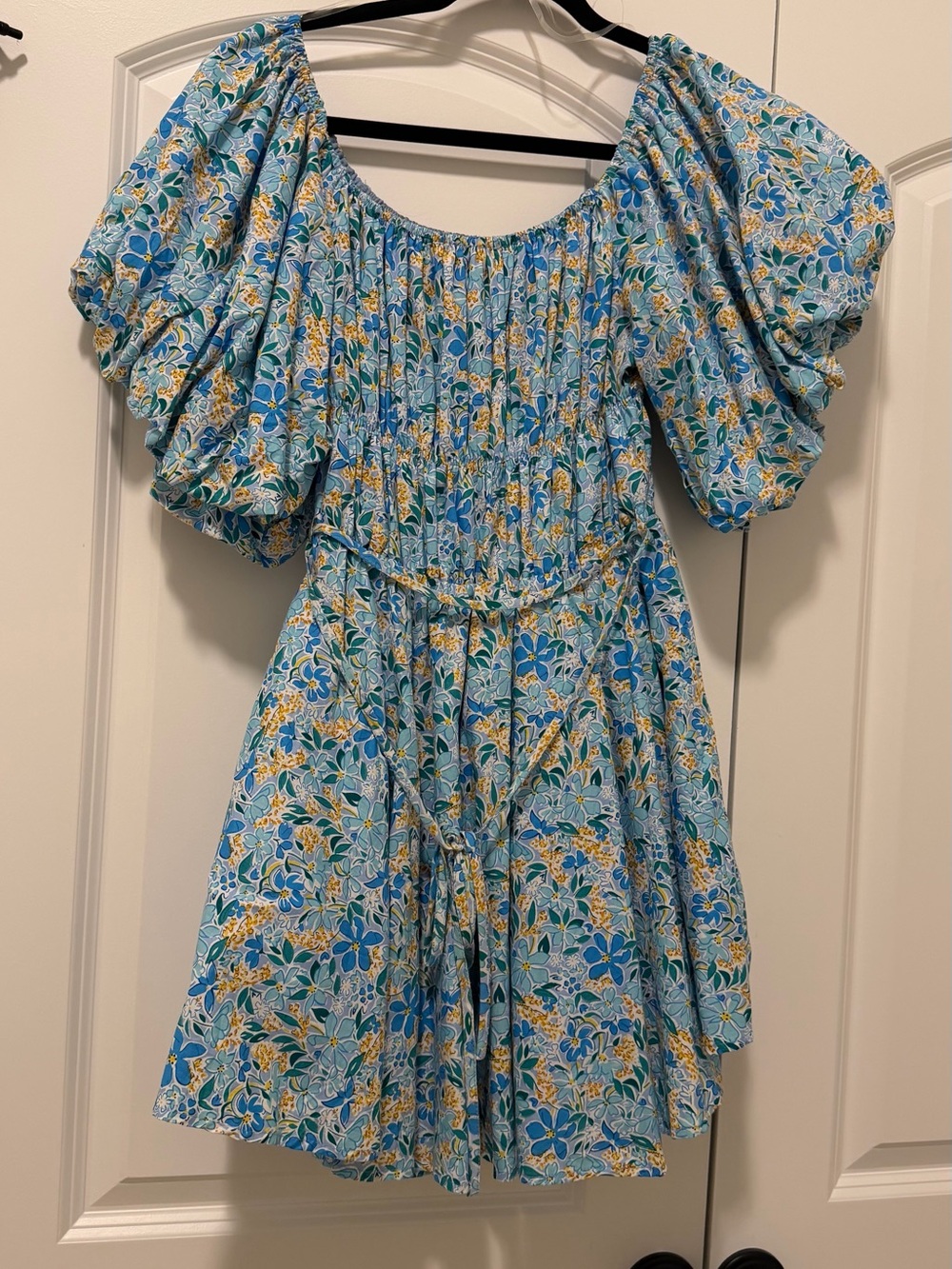 Altar’d State Blue Floral Puff-Sleeve Mini Dress - Picture 3 of 5